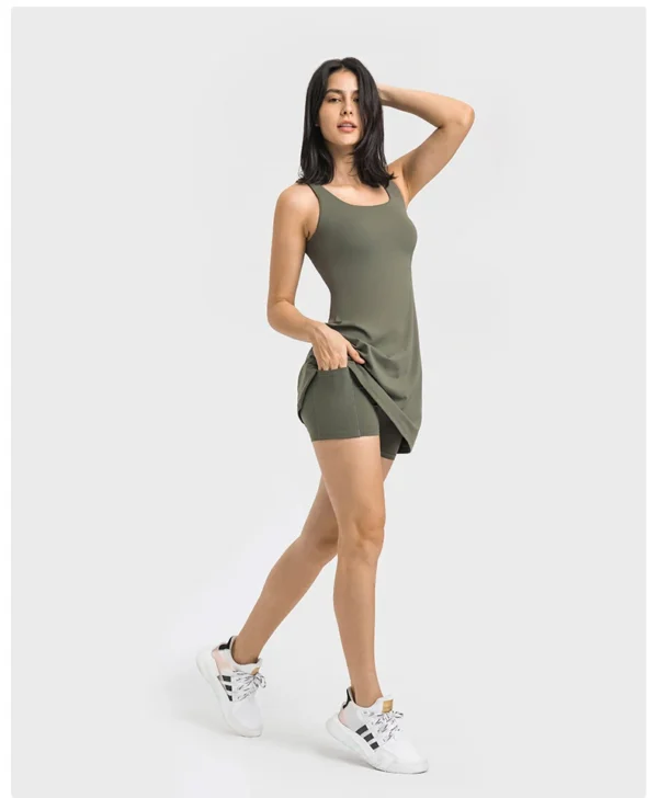 Somatic YOGA Wear Women's Skirt Tennis Gym Yoga Fitness Pleated Golf Wear Women's Golf Clothing Outdoor Leisure Sport Elastic Chest Pad Skirt - Image 2
