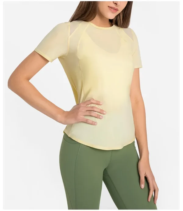 Top Women Sport Crop T-shirt Yoga Gym Shirts Women's Short Sleeve Top Outdoor Jogging Fitness Breathable Quick Drying Sportswear
