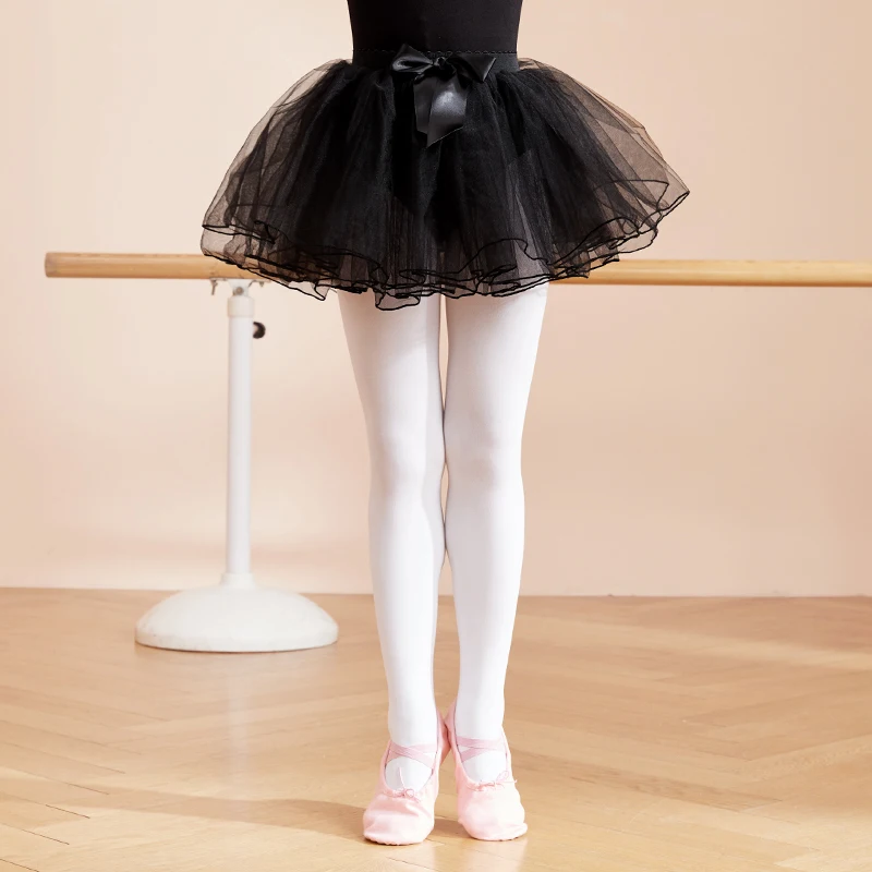 Ballet Skirt Girls Ballet Tutu Fluffy Dance Tutu Skirt Satin Bow Knot Tulle Skirts Ballet Dance Costumes Puffy Short Dresses - Image 3