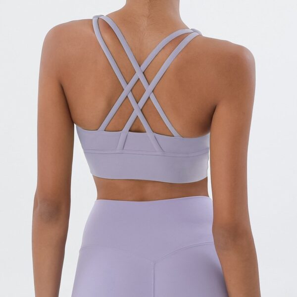 Double-sided brushed cross-back sports bra shockproof gathered yoga sports bra fitness vest - Image 3