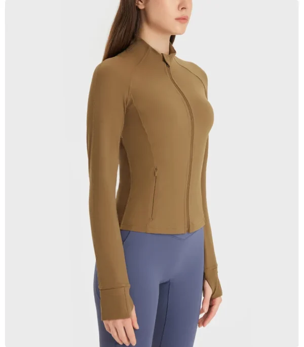 Somatic YOGA Wear Nylon Stretch Track Jacket Gym Fitness Sport Top High Elasticity Long Sleeves Zipper Motorcycle Jacket Coat Sportswear - Image 4