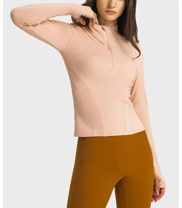 Somatic YOGA Wear Women's Long Sleeve Top Gym Shirts Yoga Fitness Sport Womens Clothing Sportswear Half Zip Elastic Force Blouse Jacket - Image 5