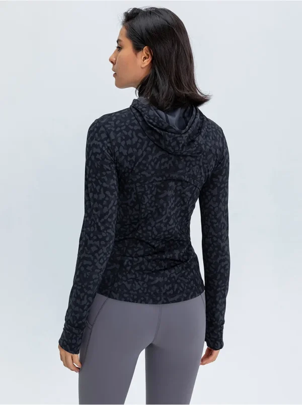 Somatic YOGA Wear Sport Jackets Winter Coat Sport Jacket Hooded Design Women's Autumn Jacket Slim Stretch Print Zipper Yoga Gym Jogging Outerwear - Image 5